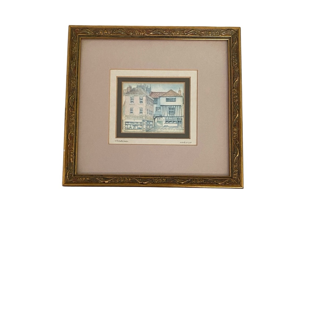 Vintage Small Gold Framed Cottage Art Print